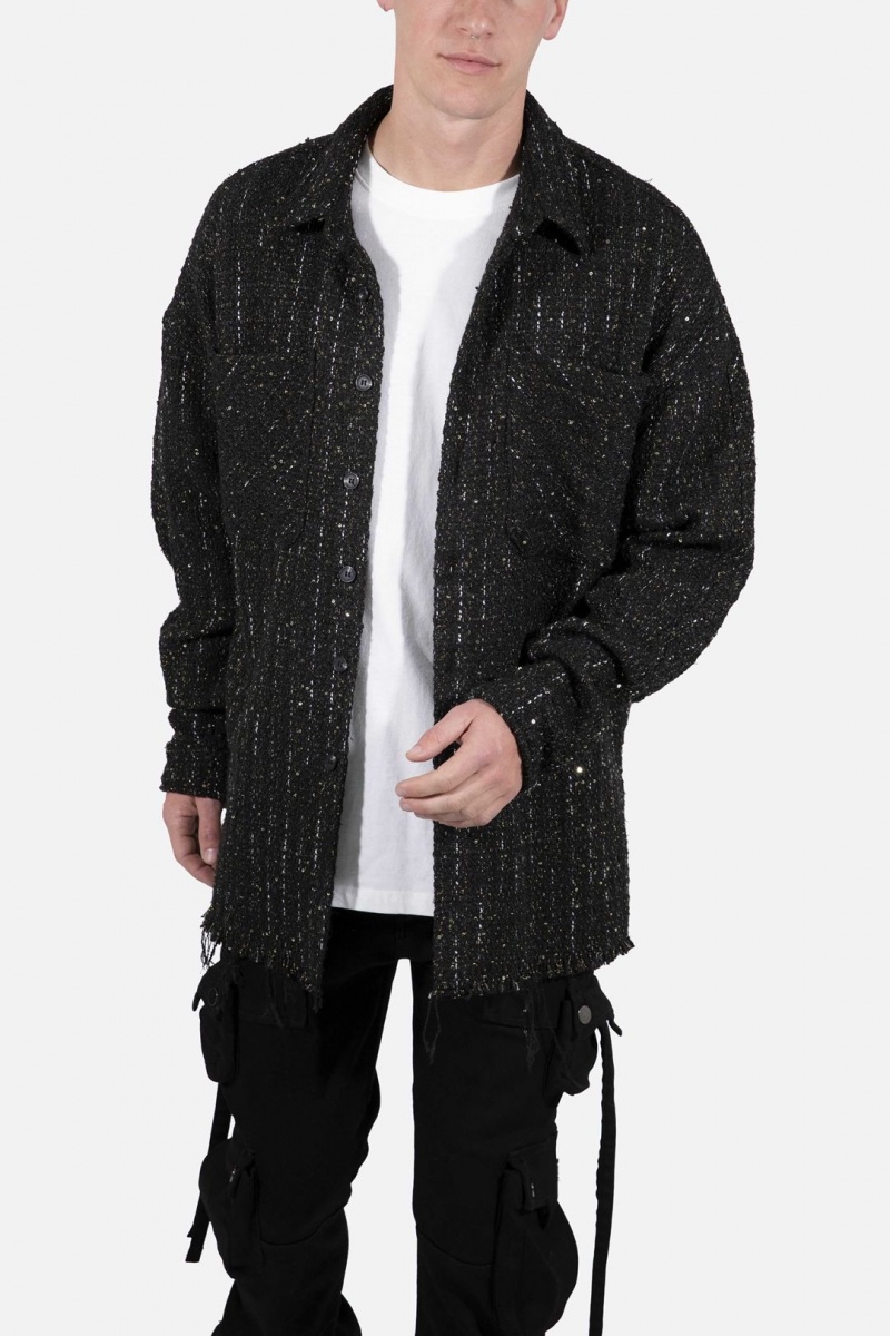 Mnml Heavyweight Woven Flannel Shirts Black | WR92-I0MU