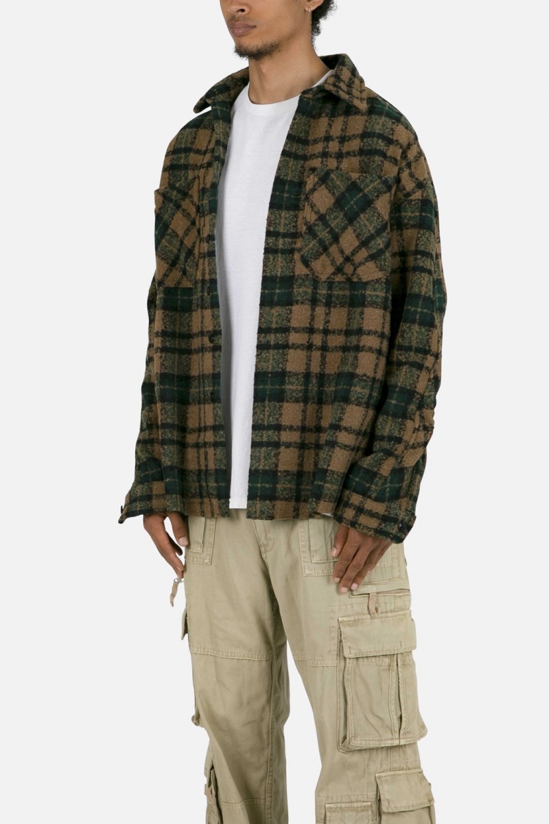 Mnml Heavyweight Woven Flannel Shirts Green/Black | CC93-G3UB