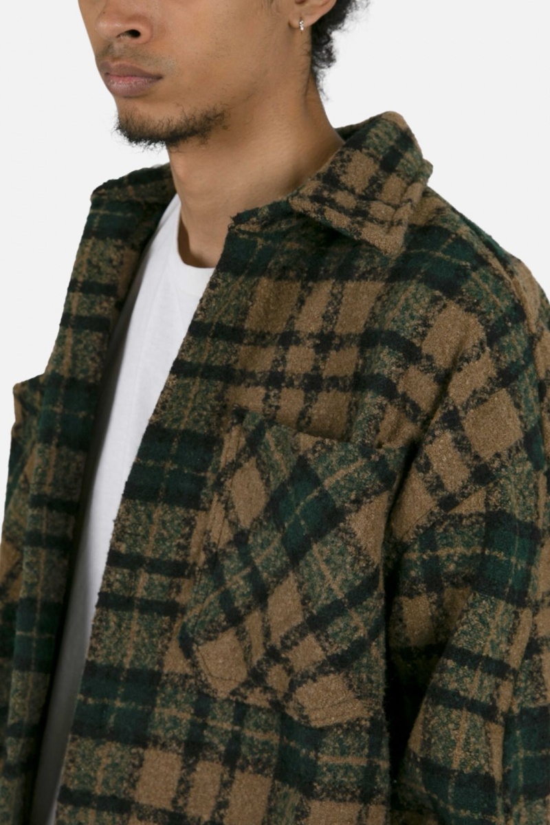 Mnml Heavyweight Woven Flannel Shirts Green/Black | CC93-G3UB