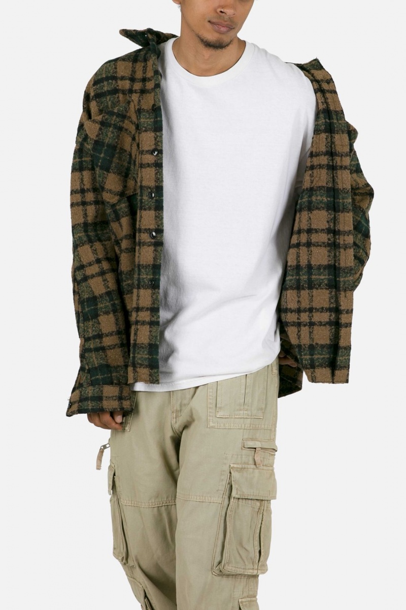 Mnml Heavyweight Woven Flannel Shirts Green/Black | CC93-G3UB