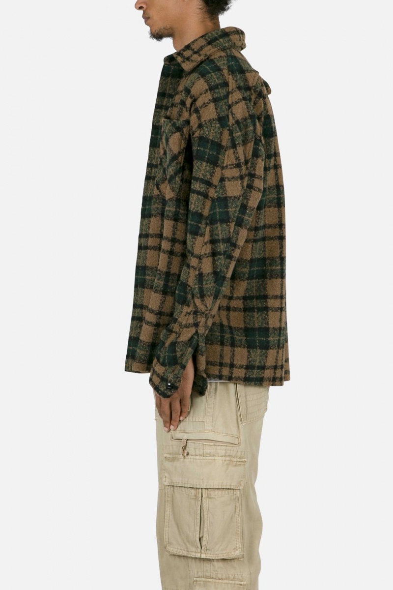 Mnml Heavyweight Woven Flannel Shirts Green/Black | CC93-G3UB