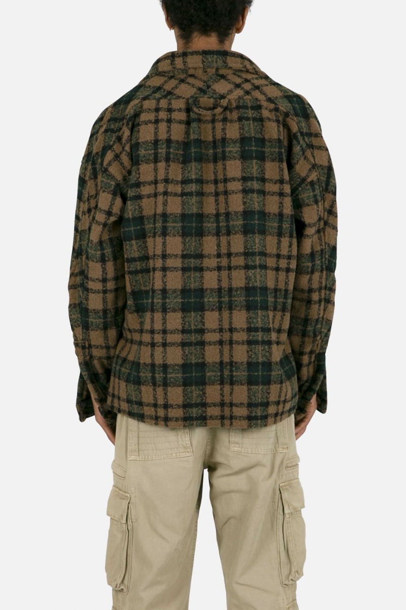 Mnml Heavyweight Woven Flannel Shirts Green/Black | CC93-G3UB