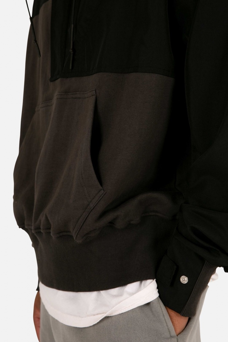 Mnml Hooded Nylon Pullover Jackets Black | SI42-U8KM