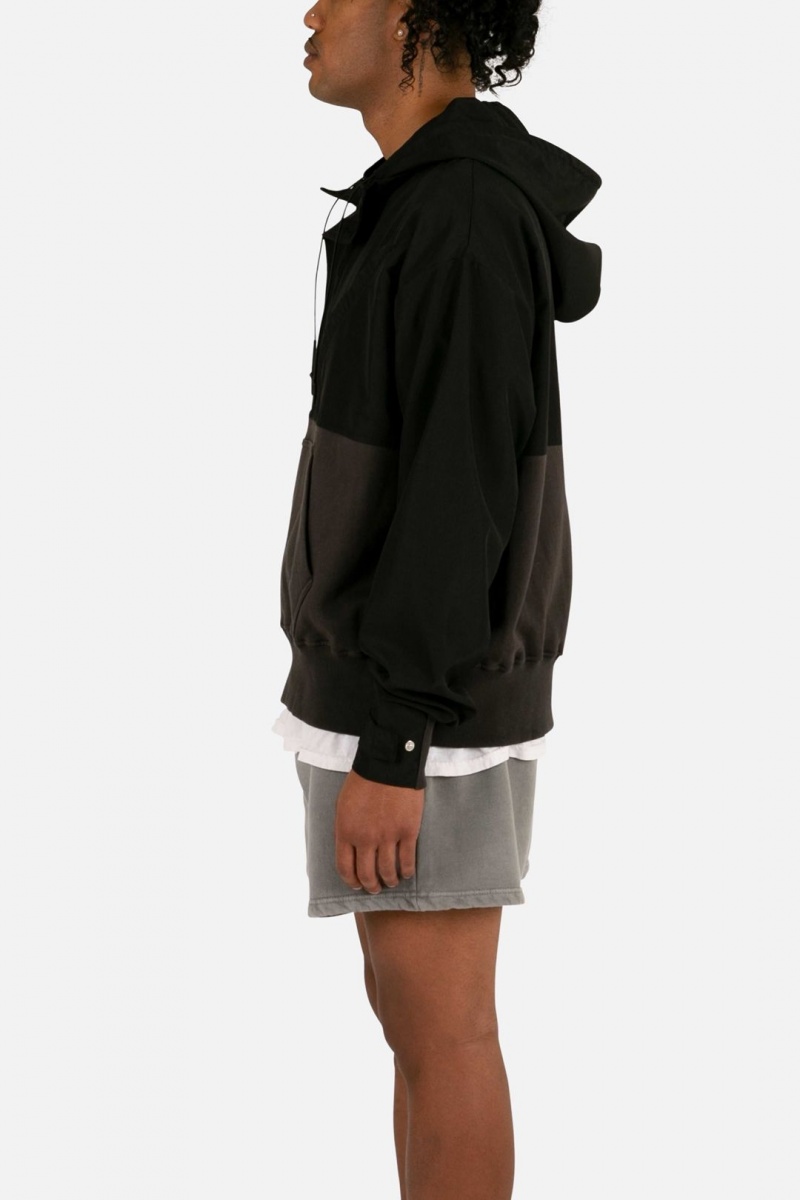 Mnml Hooded Nylon Pullover Jackets Black | SI42-U8KM