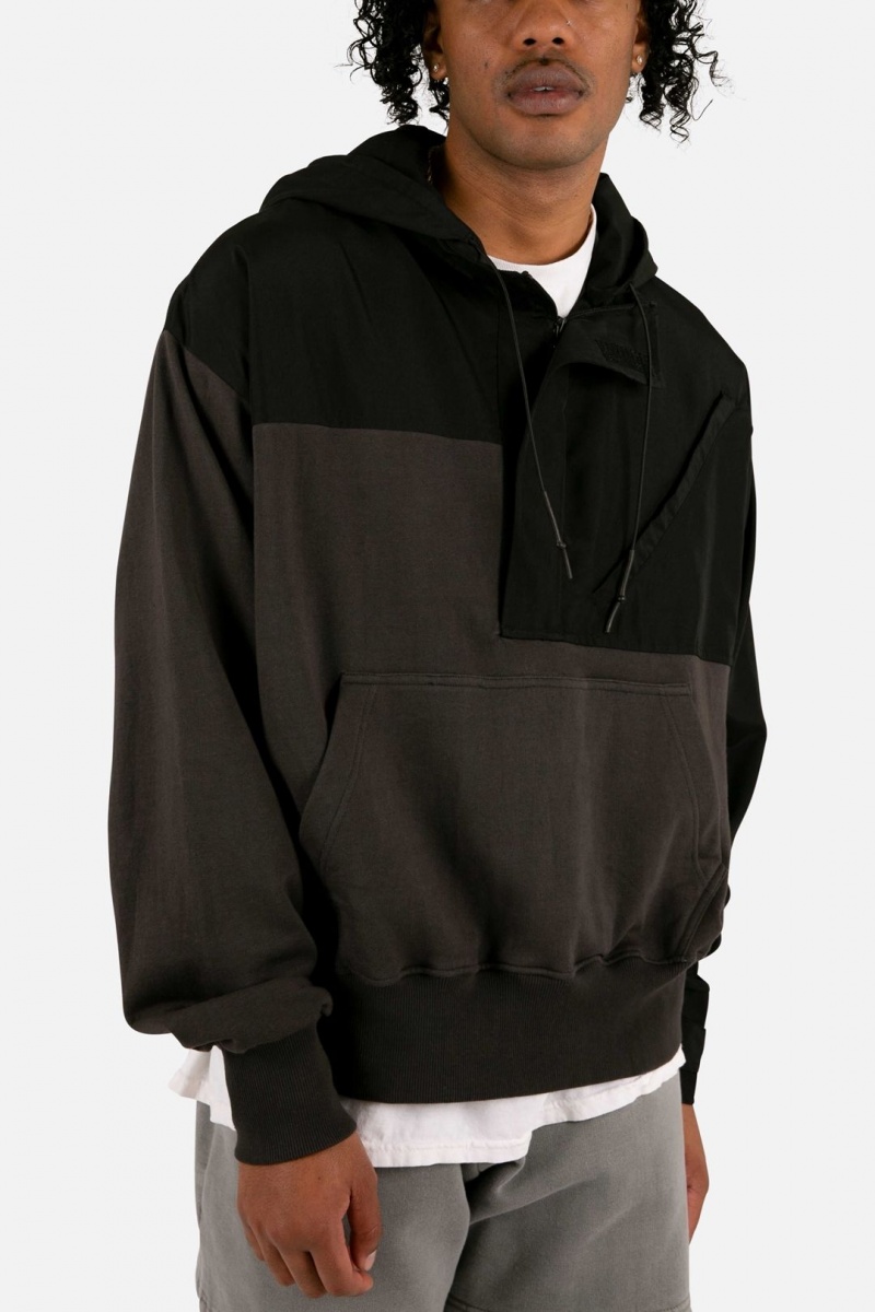 Mnml Hooded Nylon Pullover Jackets Black | SI42-U8KM