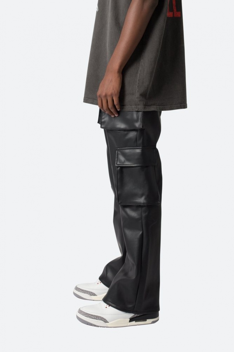 Mnml Leather Double Snap Cargo Pants Cargos Black | DL50-I9FR