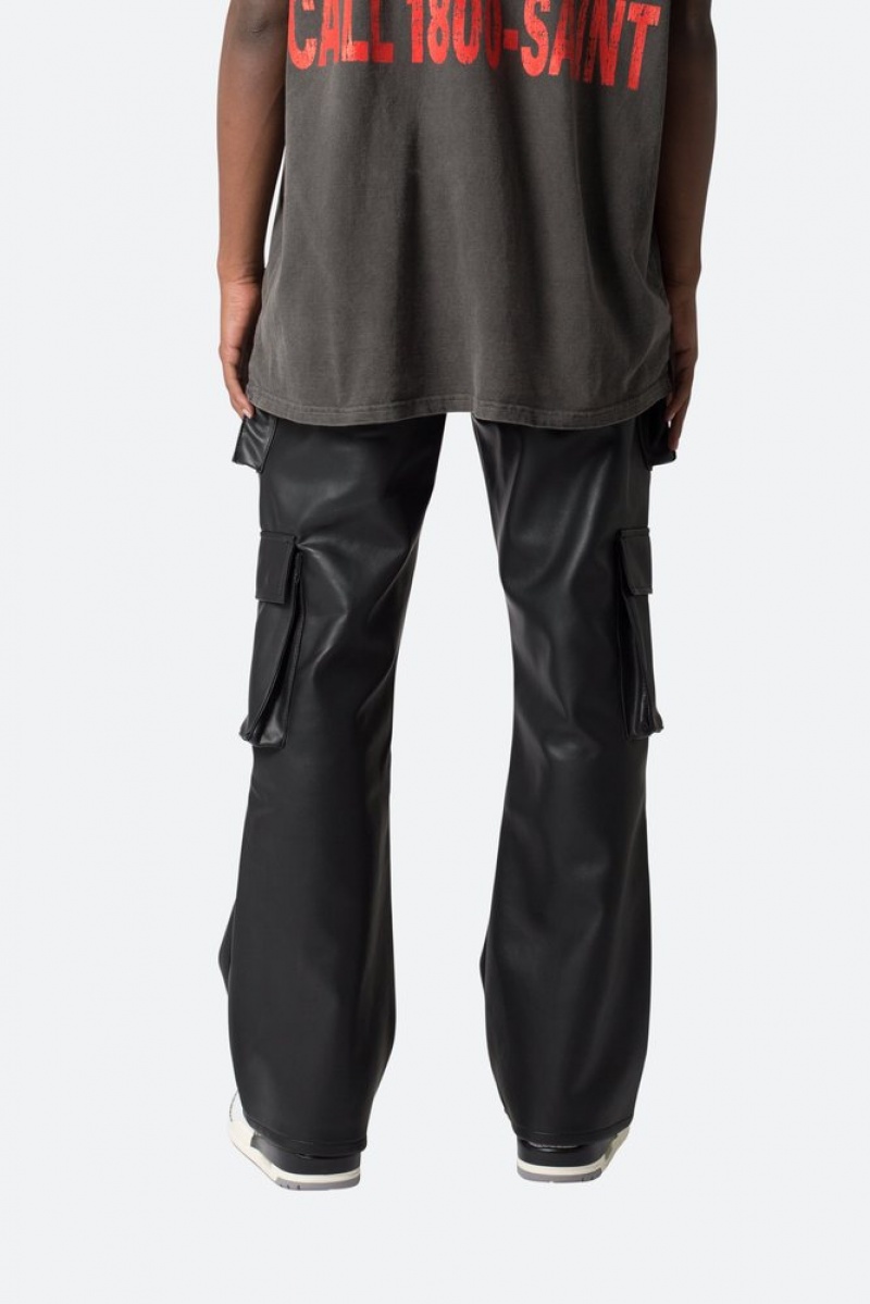 Mnml Leather Double Snap Cargo Pants Cargos Black | DL50-I9FR