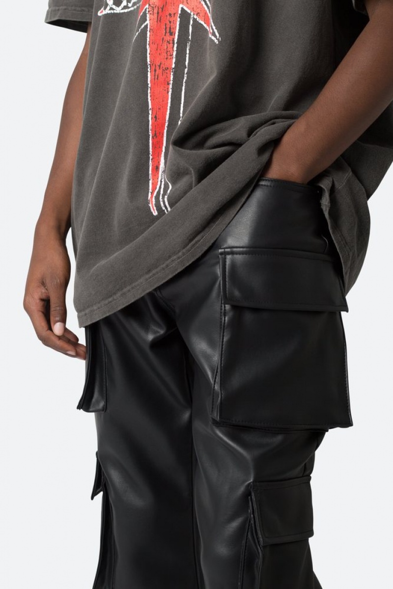 Mnml Leather Double Snap Cargo Pants Cargos Black | DL50-I9FR