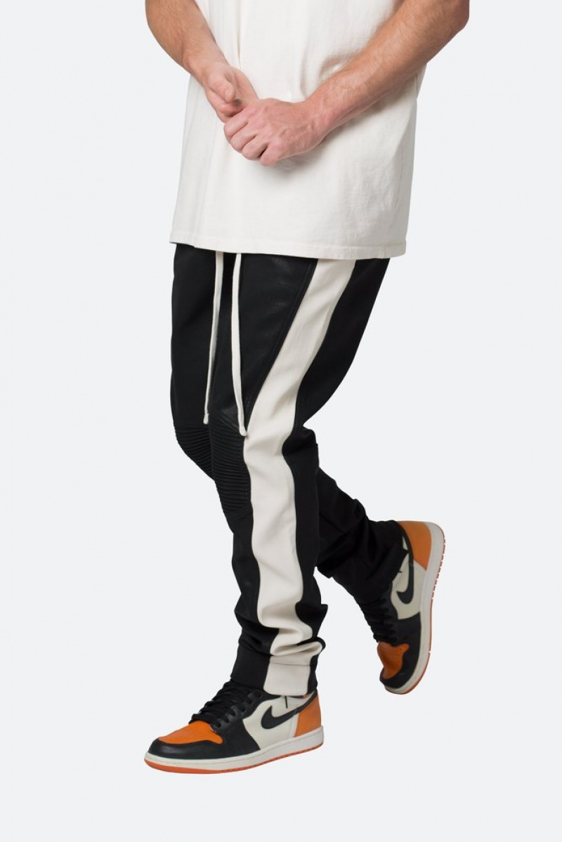 Mnml Leather Moto Pants Pants & Chinos Black/White | IC05-J1GC