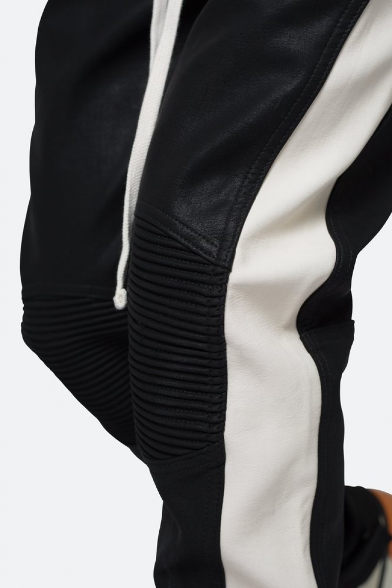 Mnml Leather Moto Pants Pants & Chinos Black/White | IC05-J1GC