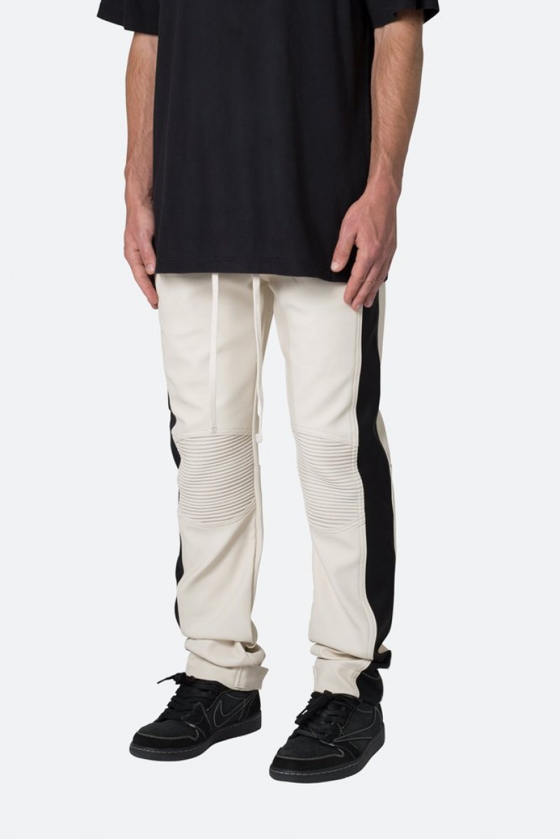 Mnml Leather Moto Pants Pants & Chinos White/Black | BQ41-Z5BY