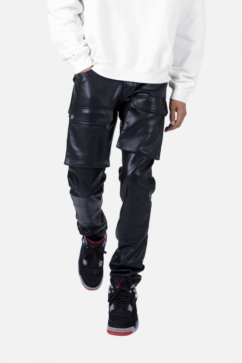 Mnml Leather Snap Cargo Pants Cargos Black | NS81-U1DX