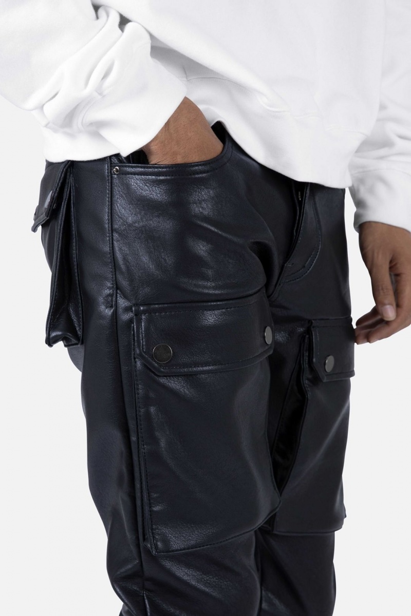 Mnml Leather Snap Cargo Pants Cargos Black | NS81-U1DX