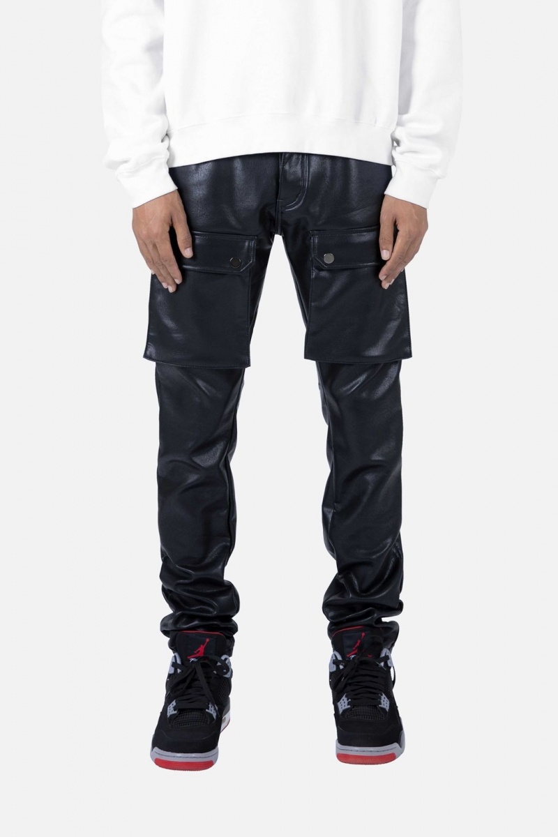 Mnml Leather Snap Cargo Pants Cargos Black | NS81-U1DX