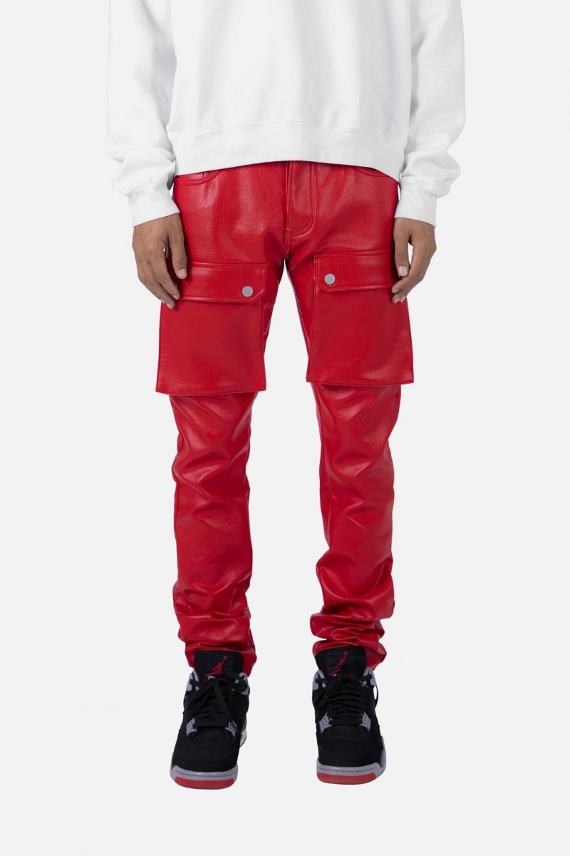 Mnml Leather Snap Cargo Pants Cargos Red | WU86-M0EE