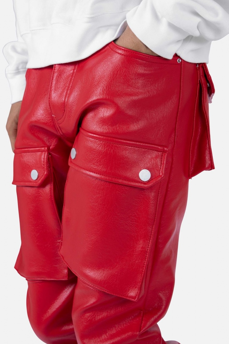 Mnml Leather Snap Cargo Pants Cargos Red | WU86-M0EE