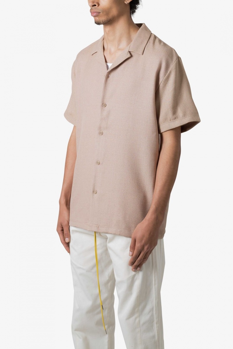 Mnml Linen Blend S/S Shirt Shirts BROWN | EU21-X8XE