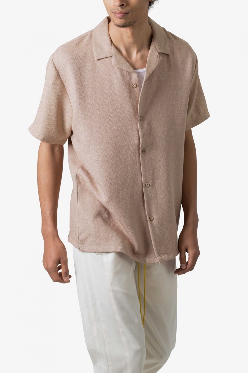 Mnml Linen Blend S/S Shirt Shirts BROWN | EU21-X8XE