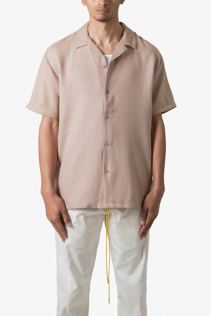 Mnml Linen Blend S/S Shirt Shirts BROWN | EU21-X8XE