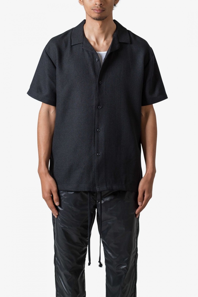 Mnml Linen Blend S/S Shirt Shirts Black | NI72-N9GO