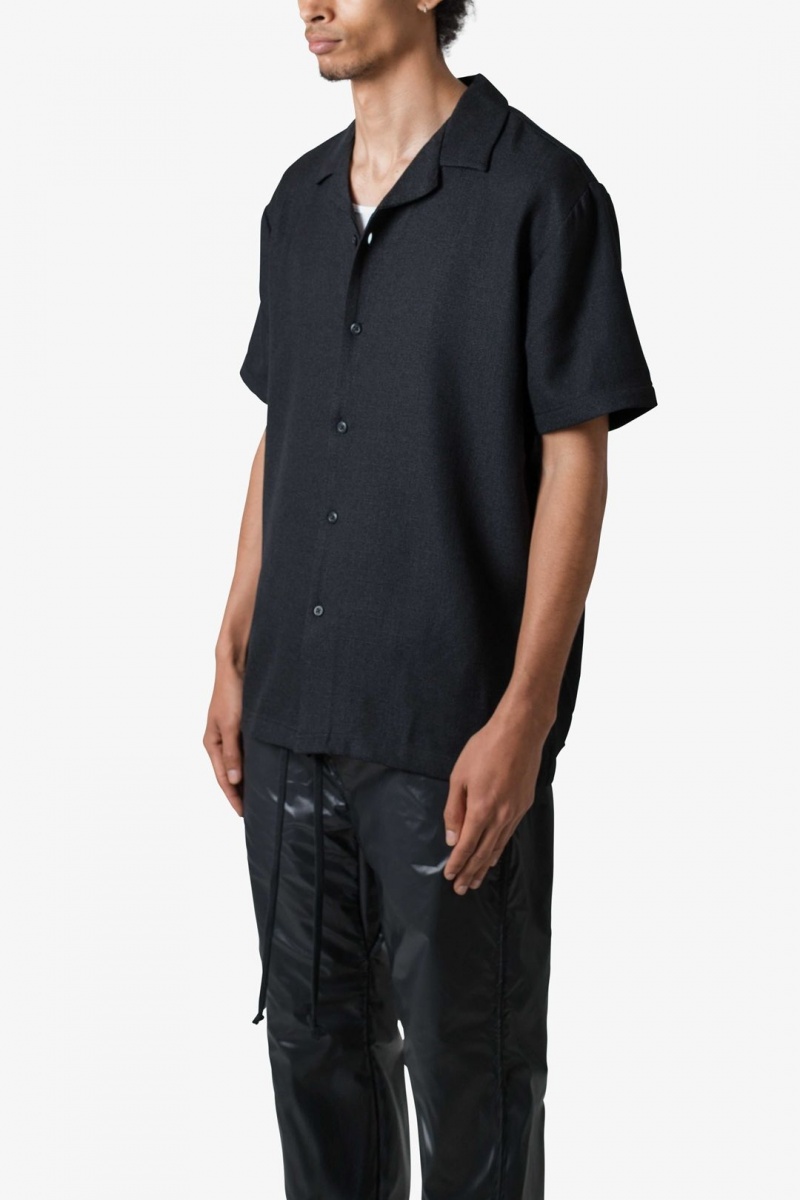 Mnml Linen Blend S/S Shirt Shirts Black | NI72-N9GO