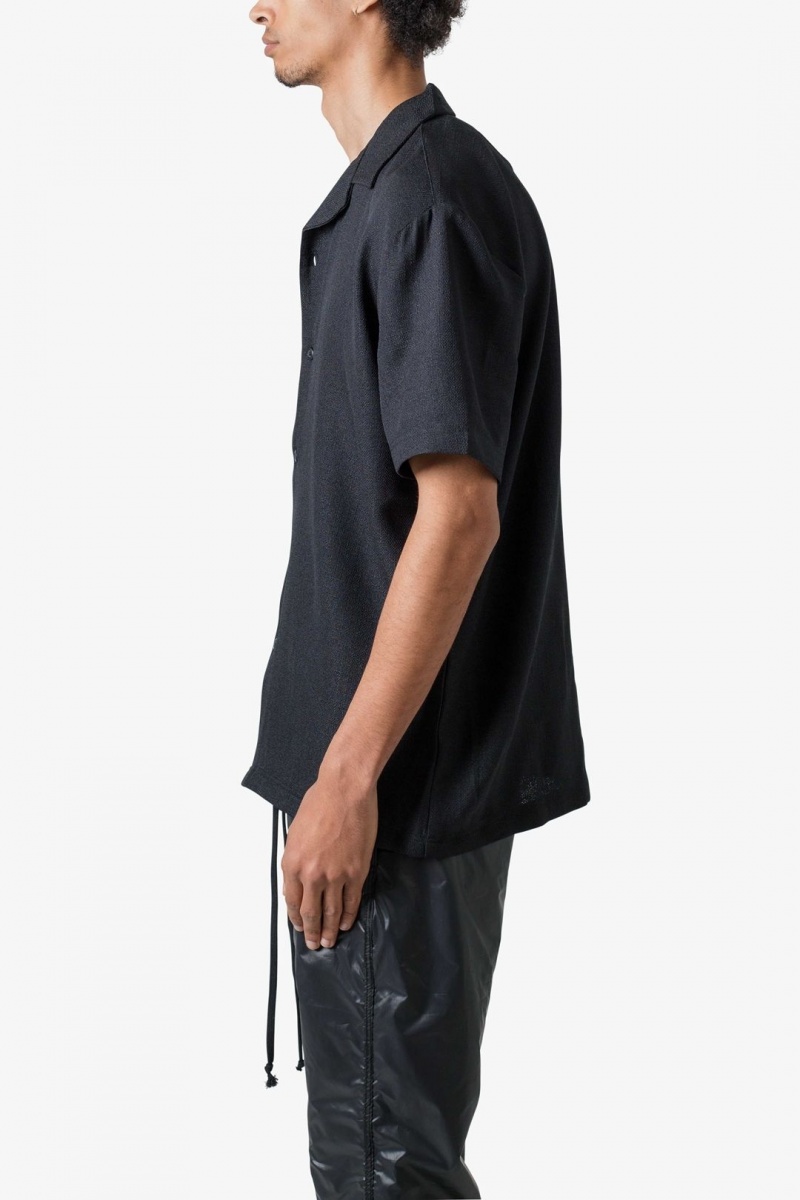 Mnml Linen Blend S/S Shirt Shirts Black | NI72-N9GO