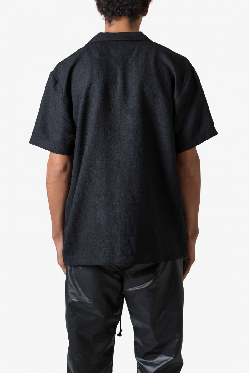 Mnml Linen Blend S/S Shirt Shirts Black | NI72-N9GO