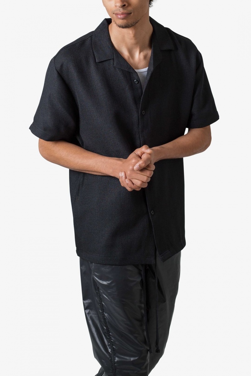 Mnml Linen Blend S/S Shirt Shirts Black | NI72-N9GO