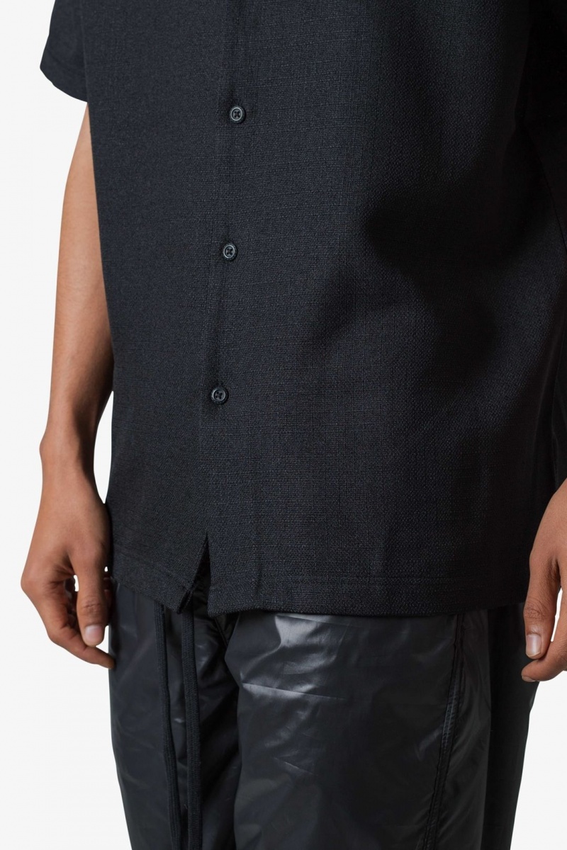 Mnml Linen Blend S/S Shirt Shirts Black | NI72-N9GO