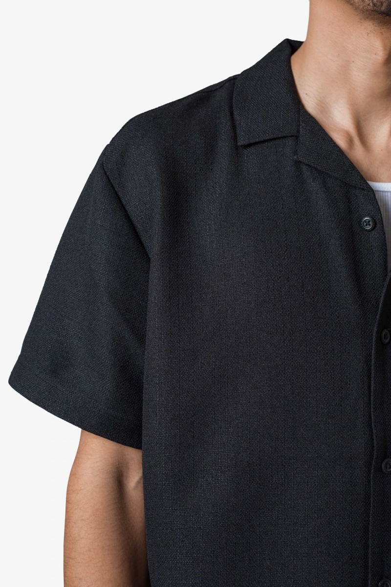 Mnml Linen Blend S/S Shirt Shirts Black | NI72-N9GO