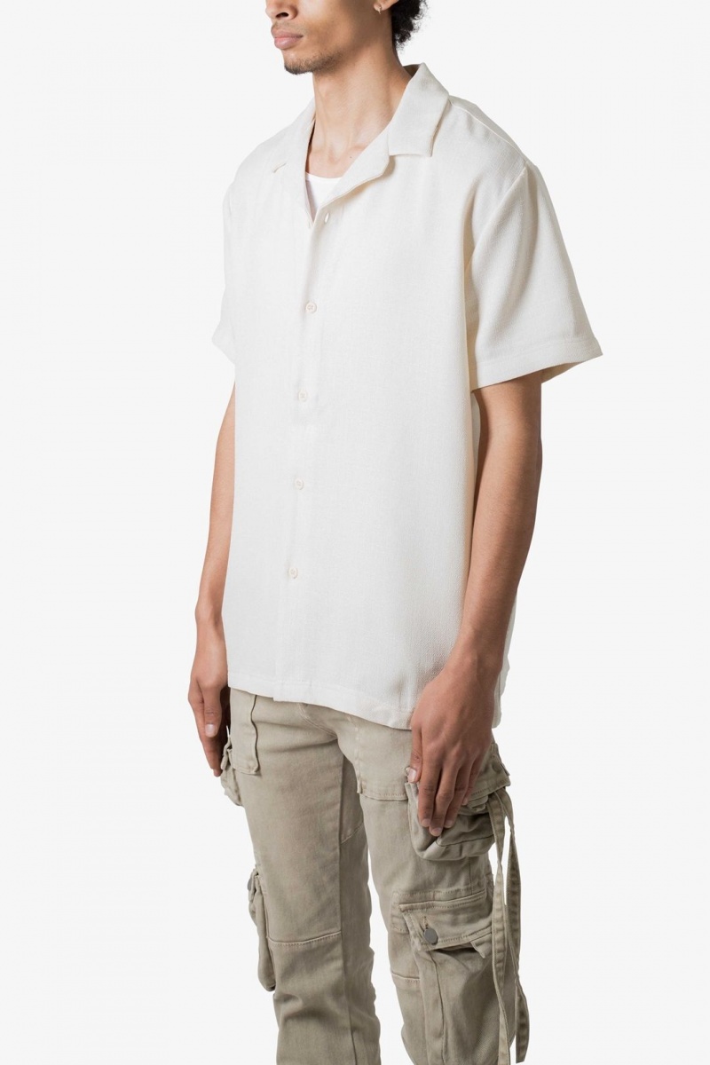 Mnml Linen Blend S/S Shirt Shirts Off White | LS66-Z1IX