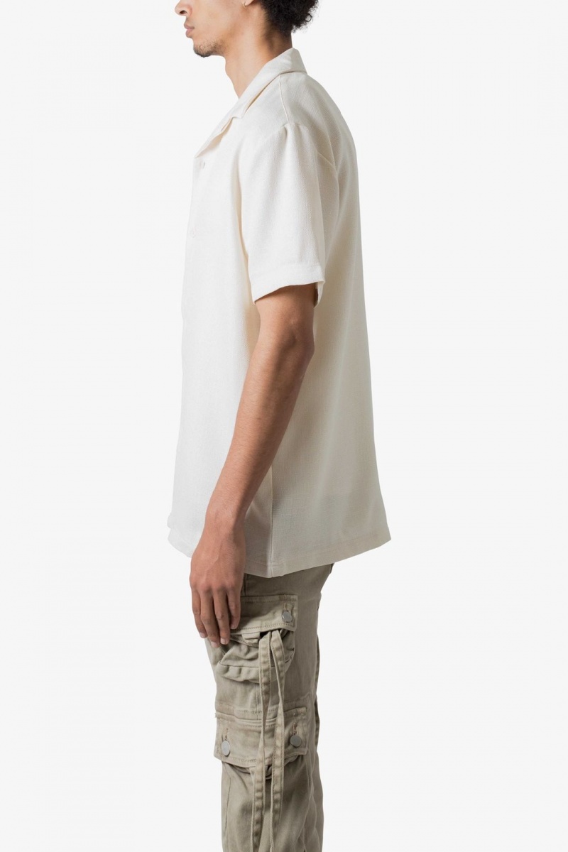 Mnml Linen Blend S/S Shirt Shirts Off White | LS66-Z1IX