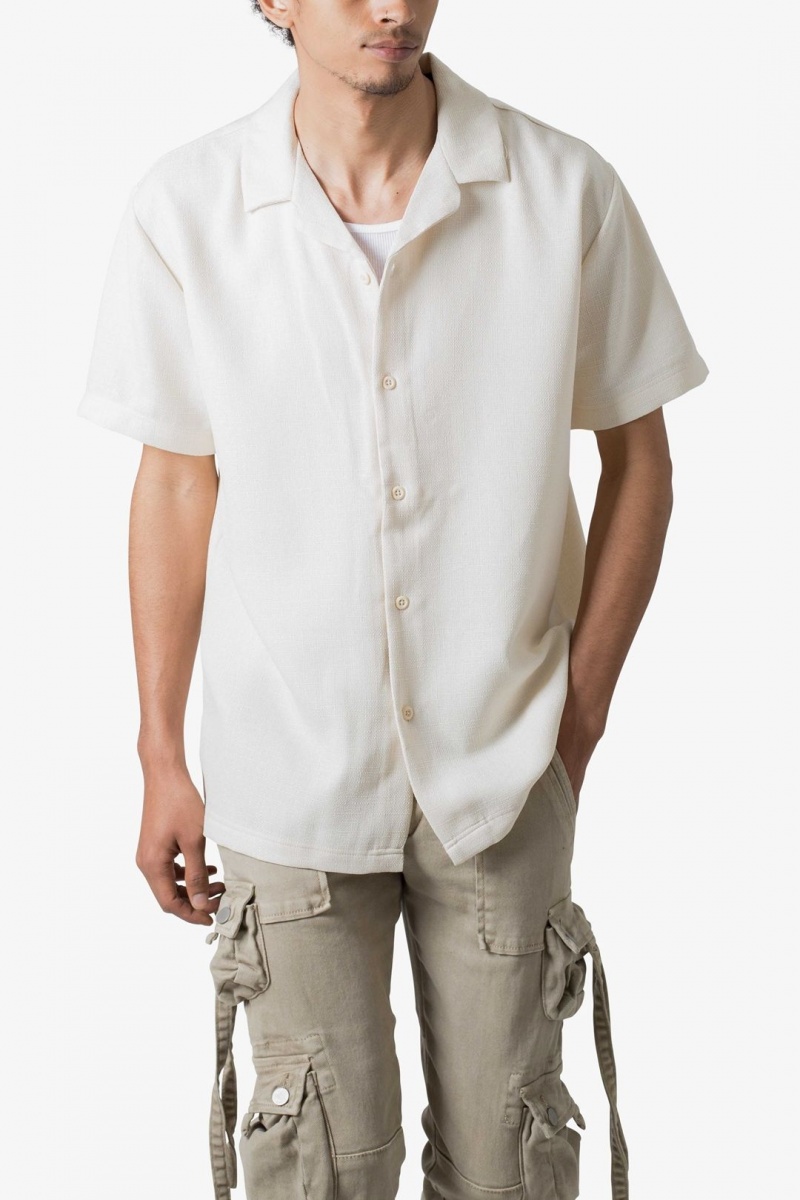 Mnml Linen Blend S/S Shirt Shirts Off White | LS66-Z1IX