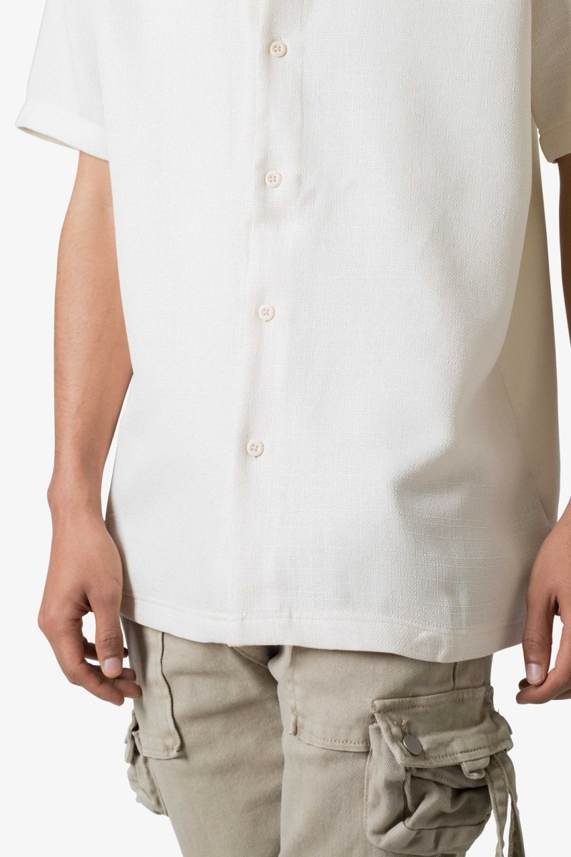 Mnml Linen Blend S/S Shirt Shirts Off White | LS66-Z1IX