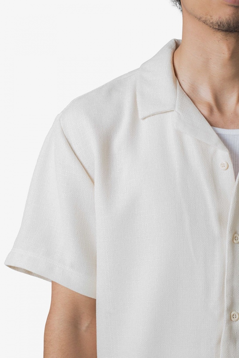 Mnml Linen Blend S/S Shirt Shirts Off White | LS66-Z1IX