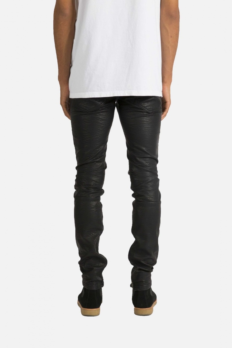 Mnml M134 Leather Pants Slim Denim Black | UW47-M5YT