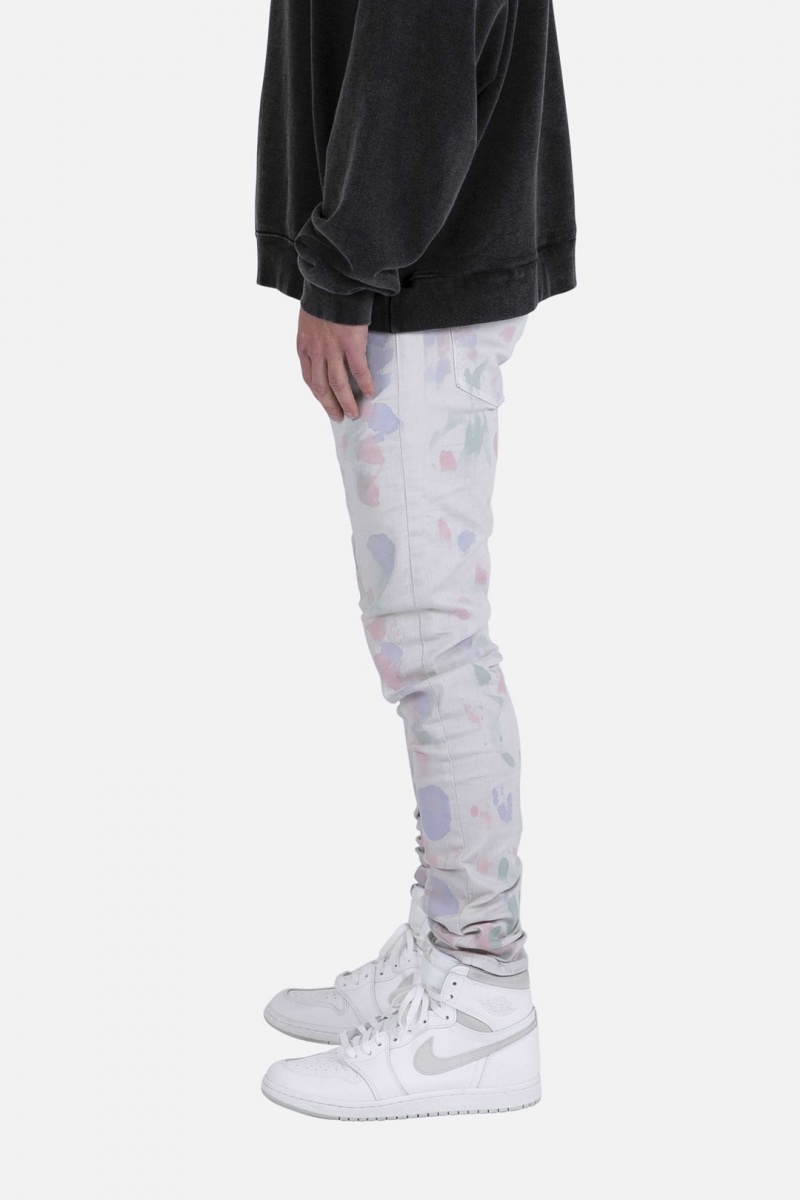 Mnml M363 Painted Slim Denim Jeans Off White | UB72-I3YR