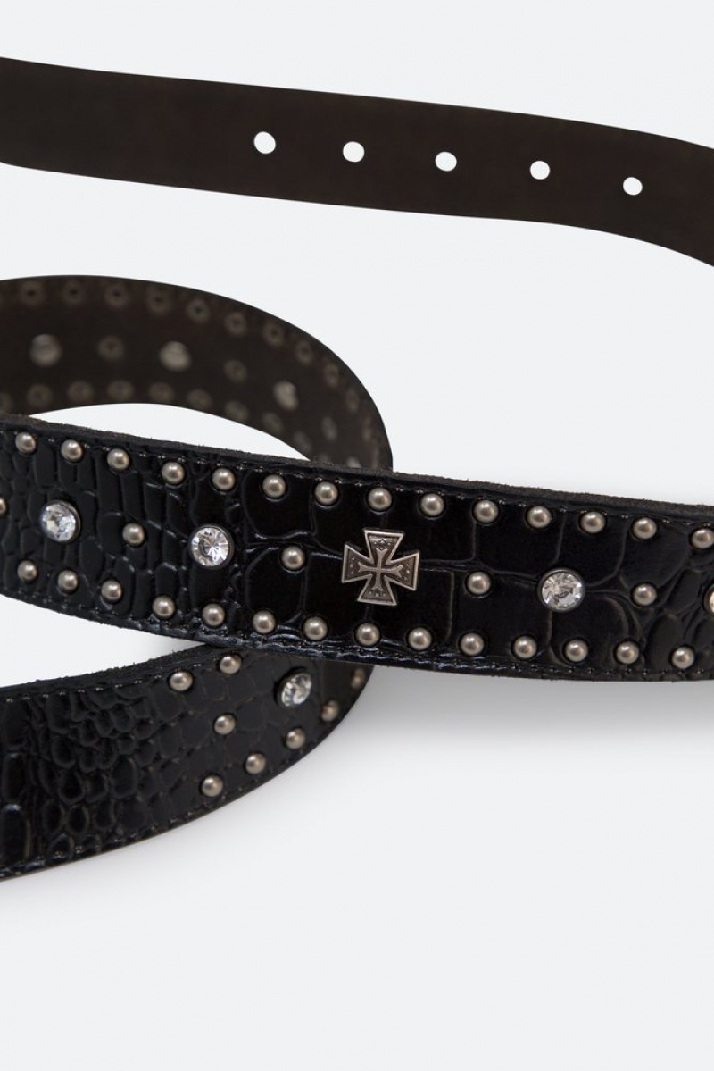 Mnml Metal Cross Studded Belt Belts Black | LL47-C4FZ