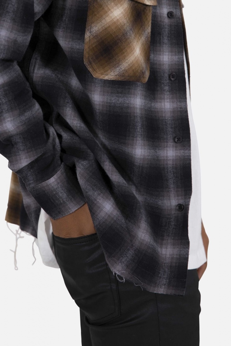 Mnml Mismatch Flannel Shirt Shirts Brown/Grey | OK48-W8OE