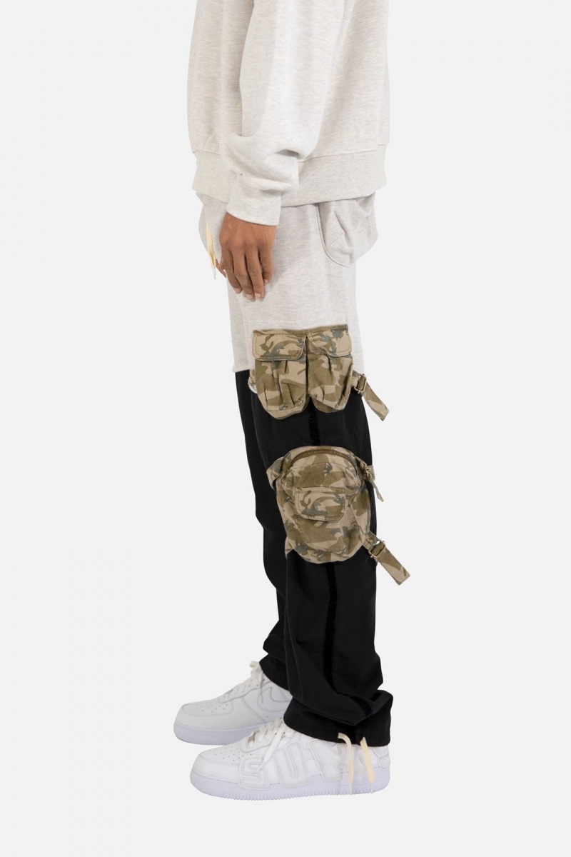 Mnml Mixed Material Cargo Pants Cargos Black/Grey | UW31-Y3EM