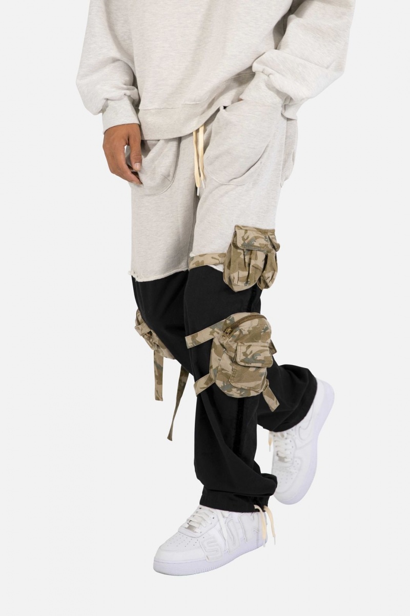 Mnml Mixed Material Cargo Pants Cargos Black/Grey | UW31-Y3EM