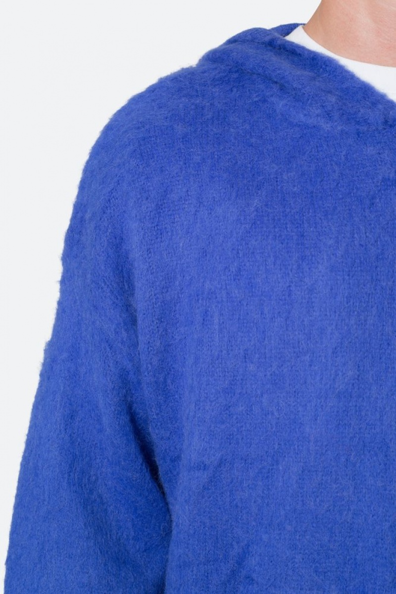 Mnml Mohair Hoodie Hoodies Blue | TT34-Y9CZ