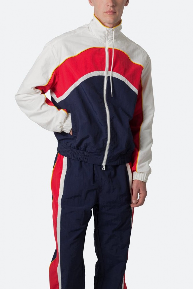 Mnml Nylon Collared Track Jacket Jackets Red/White/Blue | ZP69-I6AU