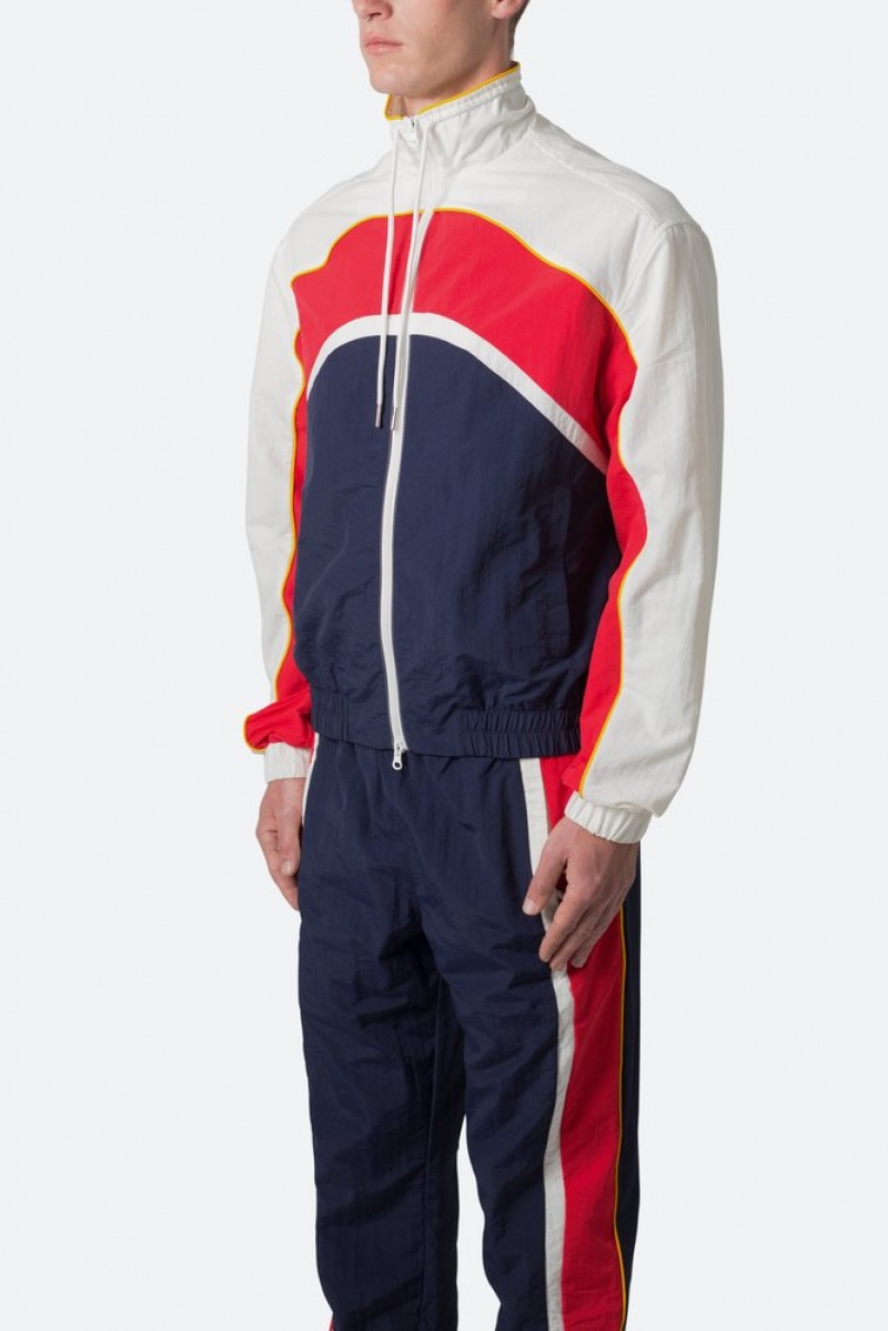 Mnml Nylon Collared Track Jacket Jackets Red/White/Blue | ZP69-I6AU