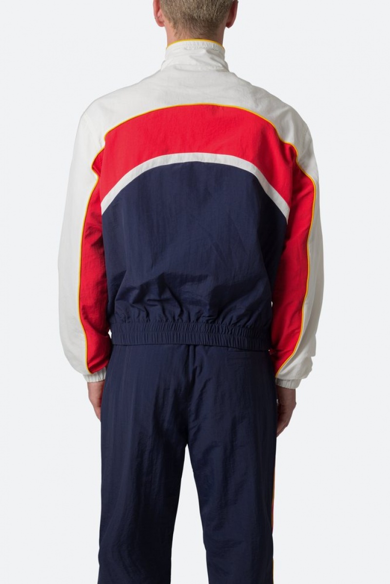 Mnml Nylon Collared Track Jacket Jackets Red/White/Blue | ZP69-I6AU