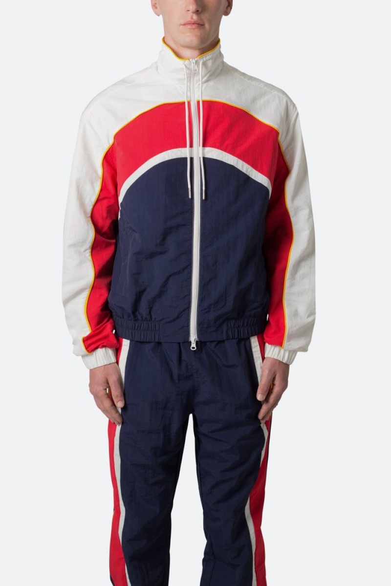 Mnml Nylon Collared Track Jacket Jackets Red/White/Blue | ZP69-I6AU