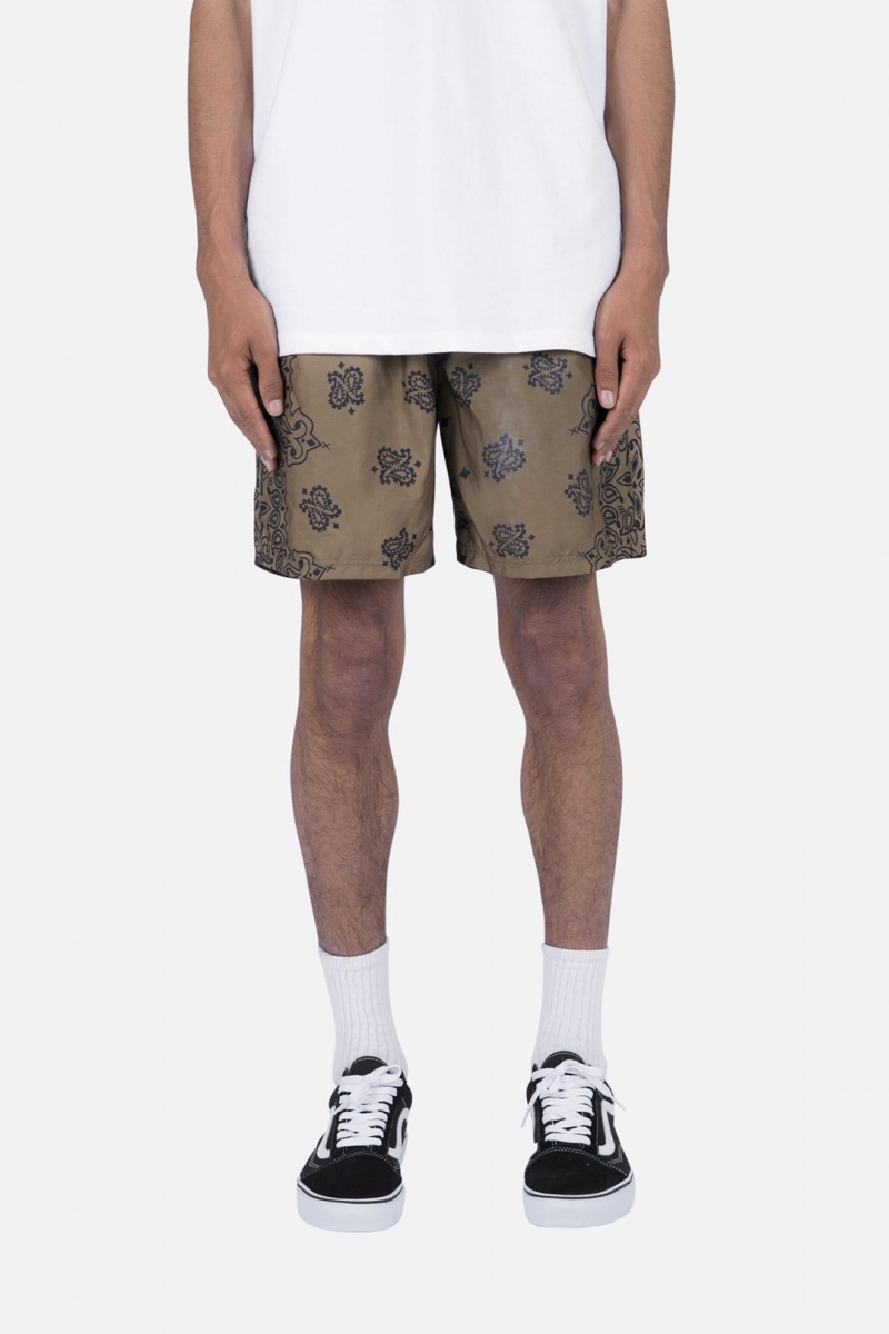 Mnml Nylon Paisley Shorts Shorts BROWN | OE52-N6YX