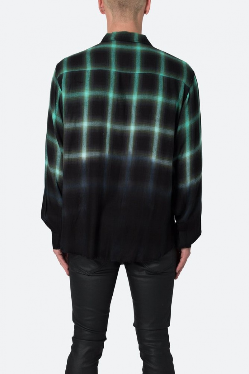 Mnml Ombre Flannel Shirt Shirts Black/Green | IL39-Y1BB