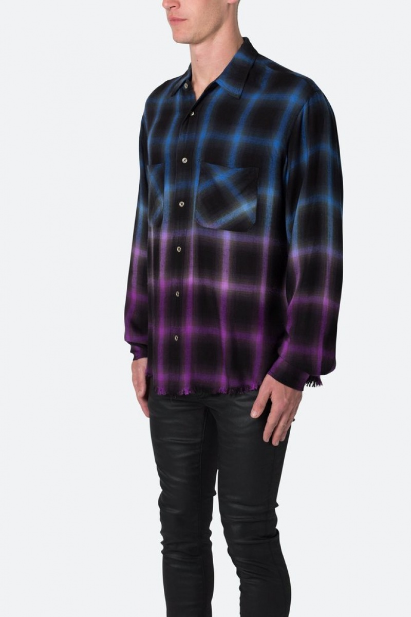 Mnml Ombre Flannel Shirt Shirts Black/Purple | DN39-K0FR