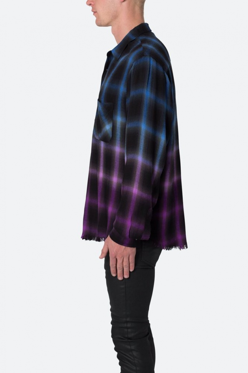 Mnml Ombre Flannel Shirt Shirts Black/Purple | DN39-K0FR